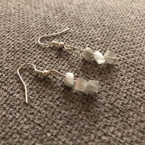 Silver White Quartz Dropdown Earrings